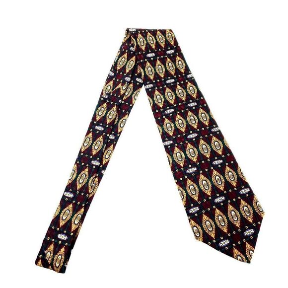 Gap Silk Tie Print Maroon Red Geometric‎ - Picture 7 of 7